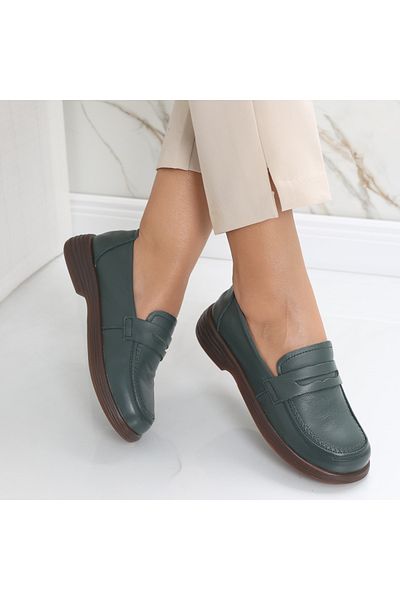 MODA STİL Women's casual shoes, Green, made of natural leather, Sendiana, 38