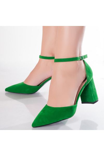 MODA STİL Women's Green Shoes Made of Eco-Suede Leather, 38