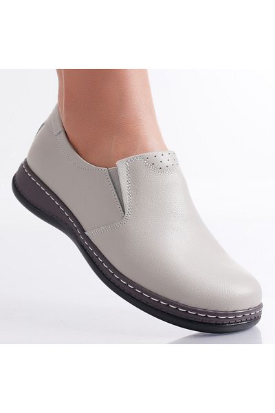 MODA STİL Women's casual shoes in grey genuine leather Deborah, 41