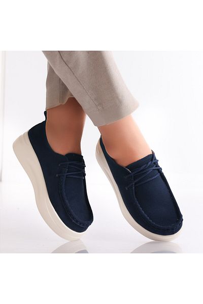 MODA STİL Women's casual shoes Navy Blue made of genuine suede leather Derina, 41
