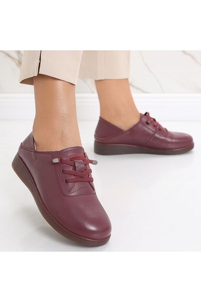 MODA STİL Women's casual shoes in Bordeaux made of natural leather Samiana, 37