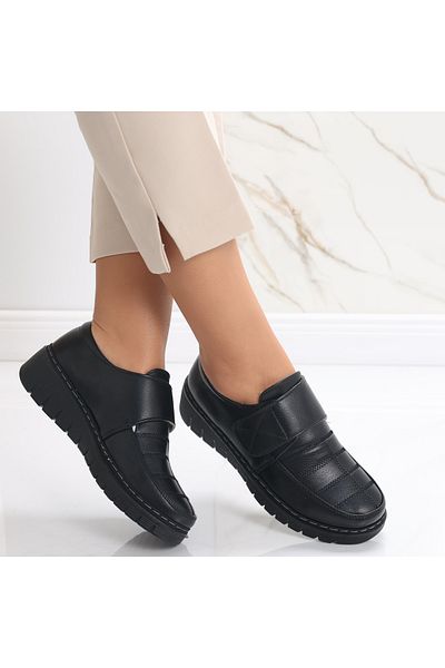 MODA STİL Women's Casual Black Shoes Made of Derana Ecological Leather, 36