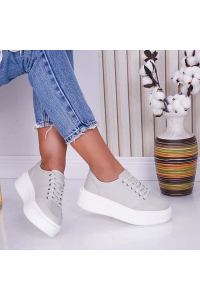 MODA STİL Women's casual shoes Grey made of natural leather Bria, 39