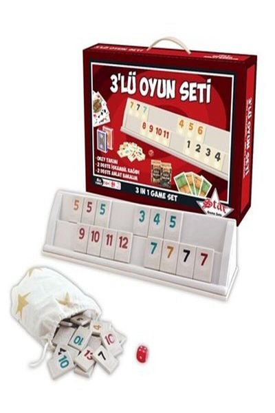Star Okey 3-Piece Okey Set (Okey+2 Paper+Let's See Double)