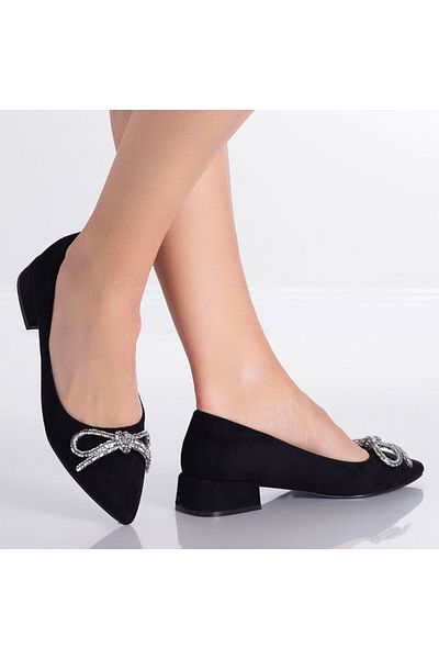 MODA STİL Women's Black Shoes Made of Ecological Suede Leather Mirvat, 37