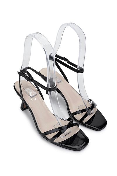 Tamer Tanca Women's Vegan Black Patent Leather Heeled Shoes