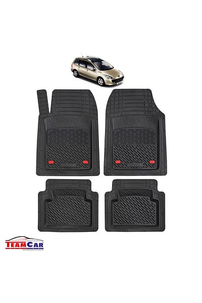TEAMCAR ® Car Mats Tray Type Compatible Peugeot 307 SW (2002-2008) Black, Durable Material