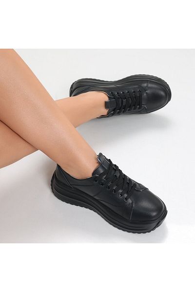MODA STİL Women's casual shoes in black genuine leather Amelsa, 36
