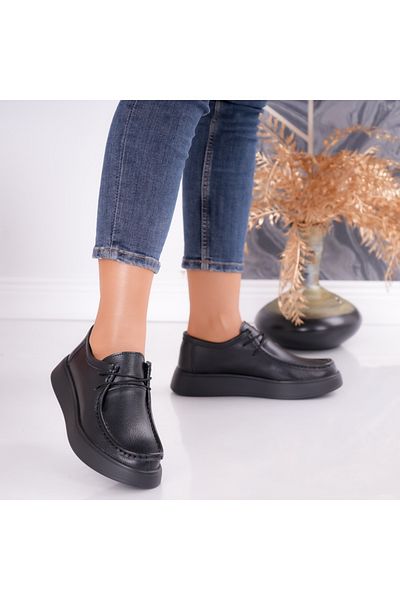 MODA STİL Women's casual shoes Black Natural Leather Sandy, 36