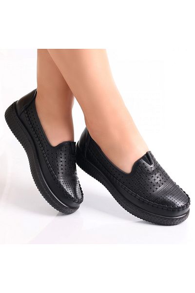 MODA STİL Women's Casual Shoes Black Made of Organic Leather Garena, 39
