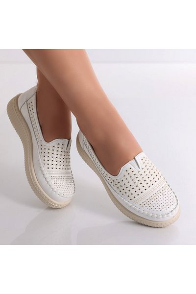 MODA STİL Women's Casual White Shoes Made of Organic Leather Garena, 38