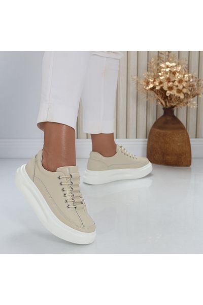 MODA STİL Women's casual shoes Beige made of natural leather Chlora, 38