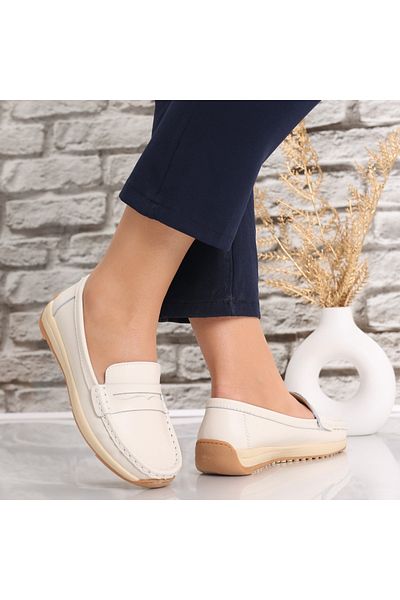 MODA STİL Women's casual shoes Beige made of natural leather Nada, 36