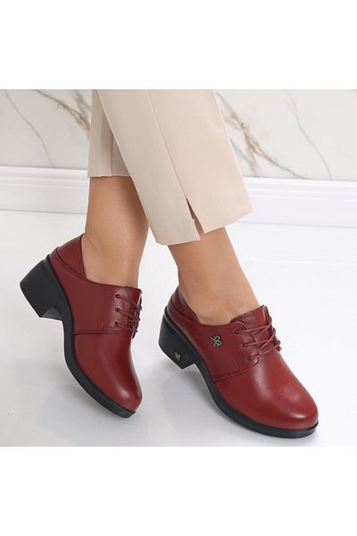 MODA STİL Women's Red Heeled Shoes Made of Genuine Leather Daruisa, 36