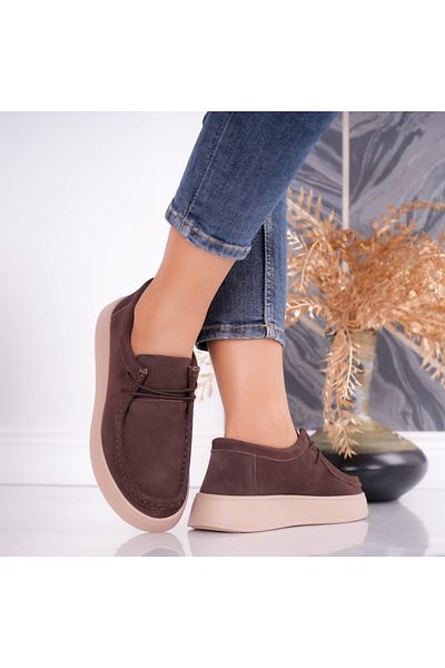 MODA STİL Women's Casual Shoes Brown Suede Sandy, 38