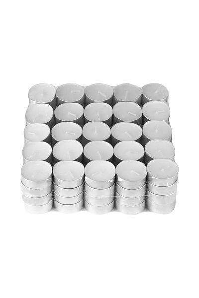 Teno Set 100 Lumanari Tip Pastila Teno®, din ceara, inodore, timp de ardere 3 ore, 3.6 x 0.8 cm, alb