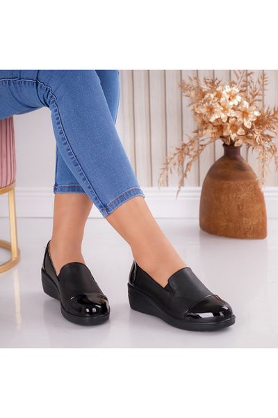 MODA STİL Women's Black Lomara Ecological Leather Shoes, 37