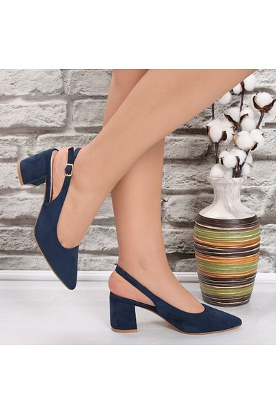 MODA STİL Women's Bieumarin Heeled Shoes Made of Gotri Eco-Suede Leather, 40