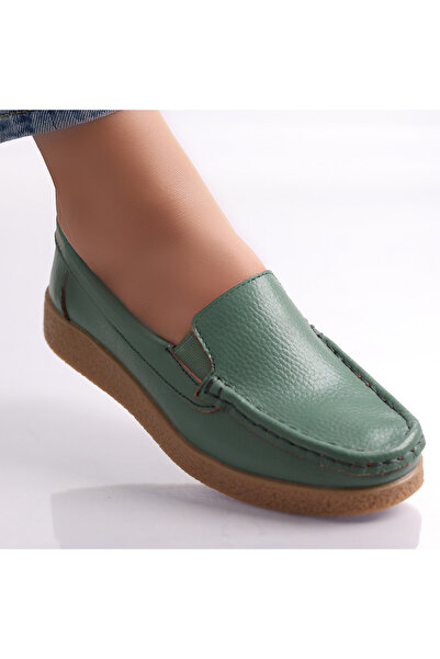 MODA STİL Women's casual shoes Green natural leather Danina, 41