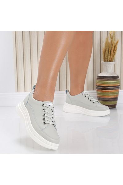 MODA STİL Women's casual shoes Grey made of natural leather Hory, 37