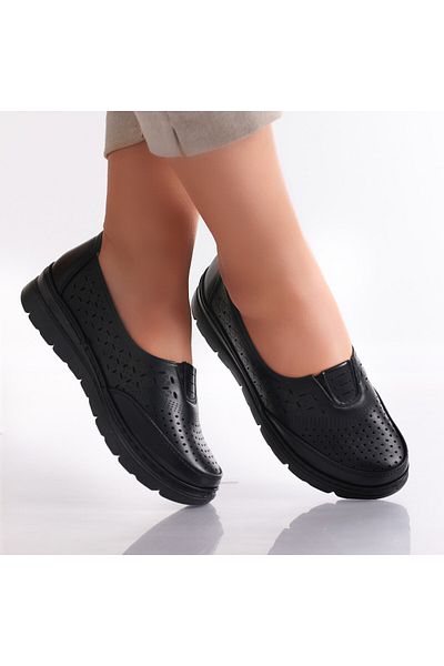 MODA STİL Women's Casual Black Shoes Made of Mildra Ecological Leather, 36