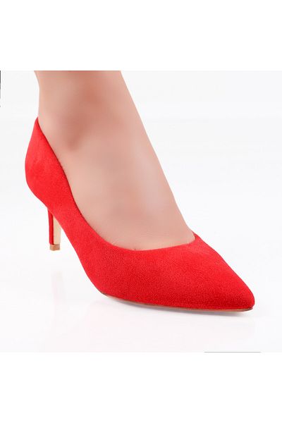 MODA STİL Women's Red Shoes Made of Agaia Eco-Suede Leather, 38