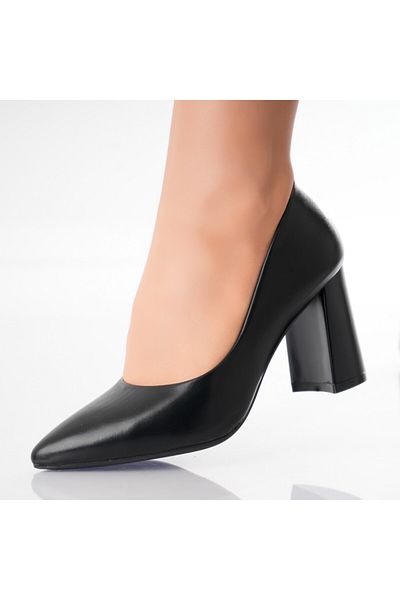 MODA STİL Women's Black Heeled Shoes Made of Eco-Leather Macarena, 35