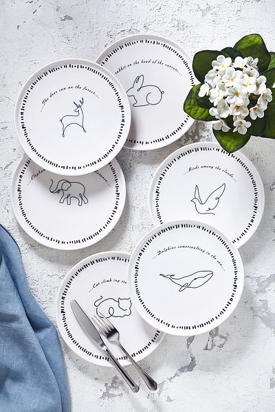 Fecra Animal 6 Piece Cake Plate Set