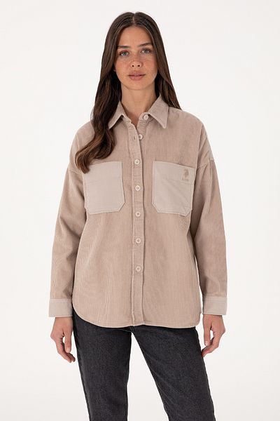 U.S. Polo Assn. Women's Stone Long Sleeve Tunic Shirt 50290001-Vr049