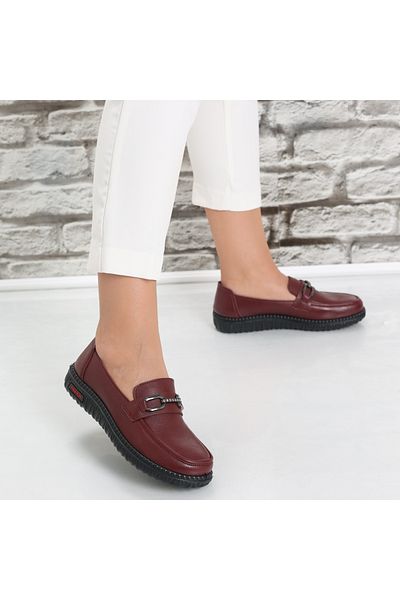 MODA STİL Women's casual shoes Bordeaux made of ecological leather siham, 38