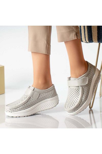 MODA STİL Women's casual shoes, grey, genuine leather, size 41