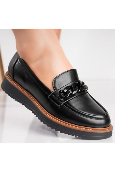 MODA STİL Pantofi dama casual Negri din Piele Ecologica Sahin, 38