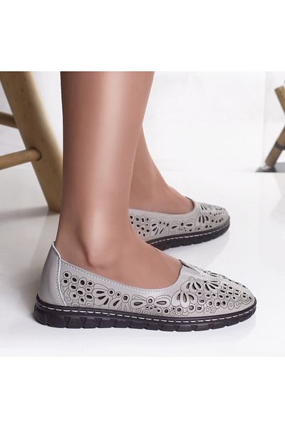 MODA STİL Women's casual gray shoes made of genuine leather opilo, 37