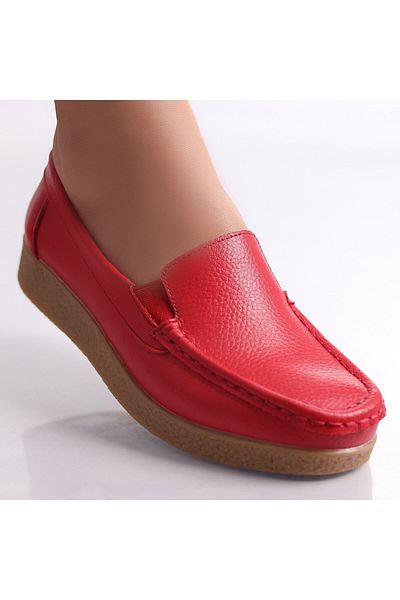 MODA STİL Women's casual shoes Red natural leather Danina, 36