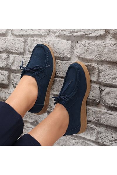 MODA STİL Women's casual shoes Navy Blue made of genuine suede leather Alenasa, 36