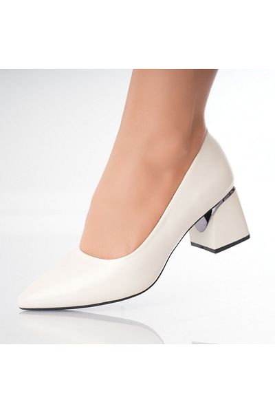MODA STİL Women's Beige Heeled Shoes Made of Ecological Leather Nerina, 37