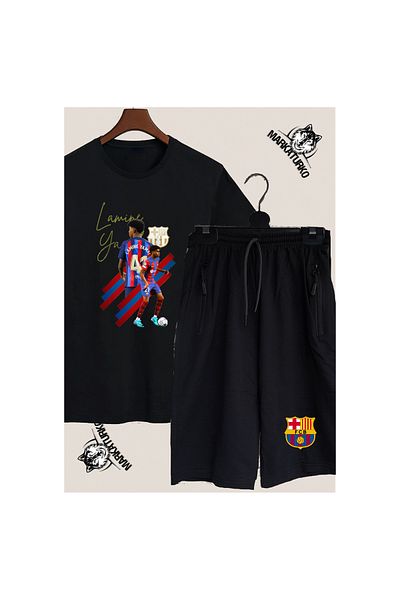 MarkaTurko Lamina Patch Special Design Printed Tshirt-Shorts Combination 951-45