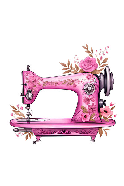 INOVATIX Set de 8 autocolante roz cu mașină de cusut, INOVATIX®. 6 cm