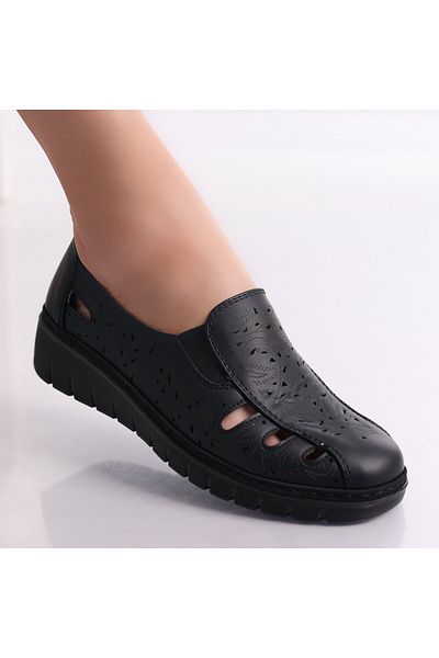 MODA STİL Women's Casual Black Shoes Made of Ecological Leather Nelea, 41
