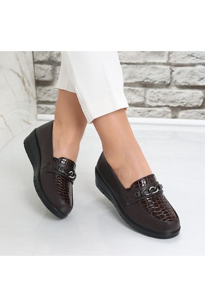 MODA STİL Women's Brown Patent Leather Shoes Diba, 39