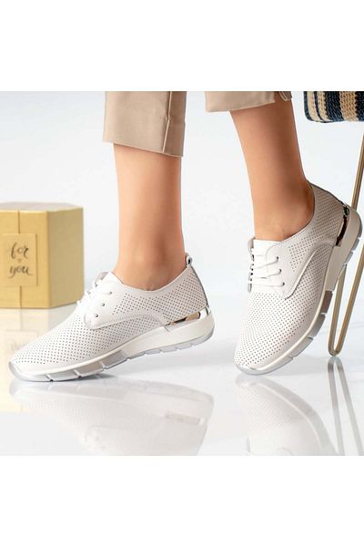 MODA STİL Women's casual white shoes, genuine leather, 37