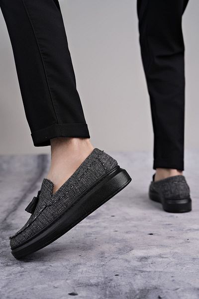 EBRUS TREND Et154 Blaze Laceless Tassel Linen Men's Casual Sports Classic Shoes St - Gray