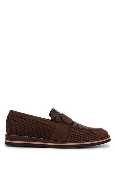 Tamer Tanca Men's Genuine Leather Brown Nubuck Loafers