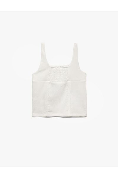 Koton Wrap Fabric Slim Fit Square Neck Bow Detail Sleeveless Strap Crop Blouse