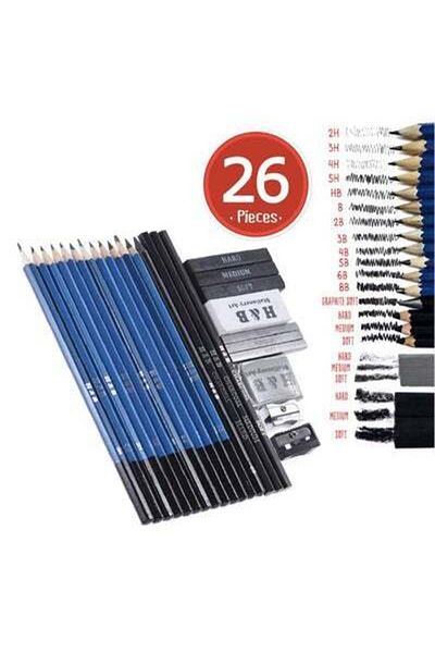 HALAMODO 26-Piece Professional Drawing Sketch Pencil Kit Blue/Black
