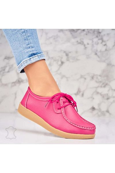 Joana Women's Moccasins Natural Leather Fuchsia Harla