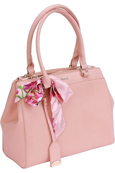 AMICA Belkis Women’s Satchel Handbag With Detachable Strap And Scarf Tie Detailing
