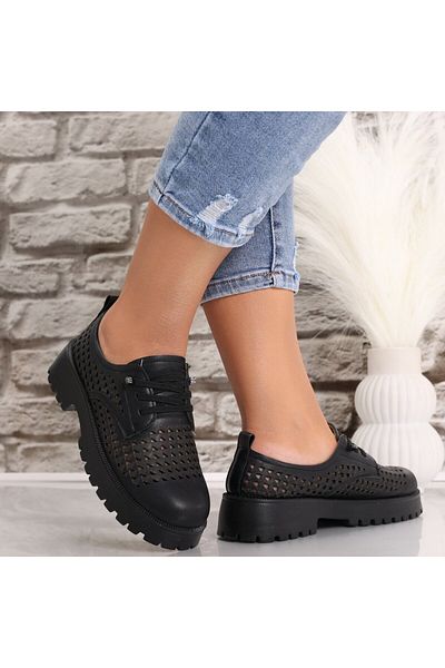 MODA STİL Women's Casual Shoes Black Made of Ecological Leather Lusina, 37