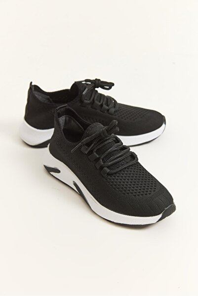 Raneel Kazançlı Alışveriş Comfortable Sole Lace-Up Sports Shoes Black