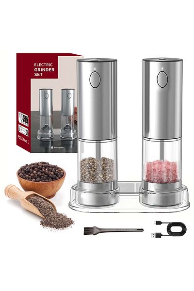 EqiEch Automatic Electric Salt & Pepper Grinder with Adjustable Coarseness for Kitchen & Restaurant